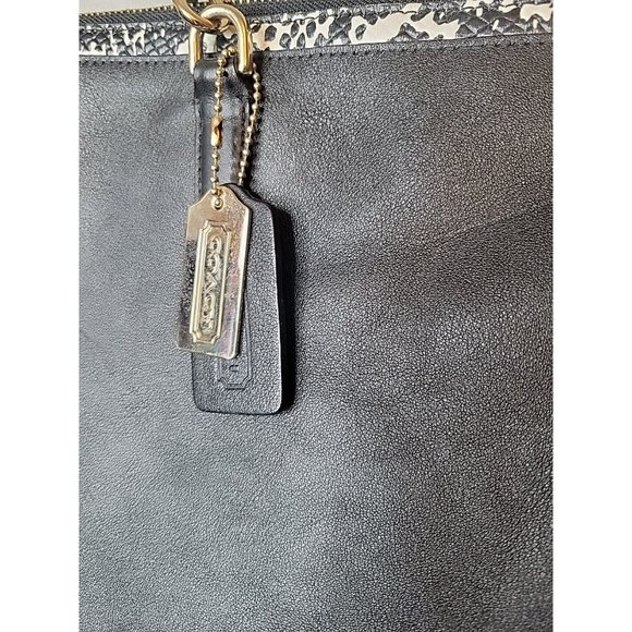 Coach Leather Bleecker Cooper Tote Shoulder Bag Black Python Top Zip - Picture 14 of 15